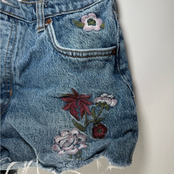 Reformation Denim Shorts with Floral Embroidery - Picture 5 of 11